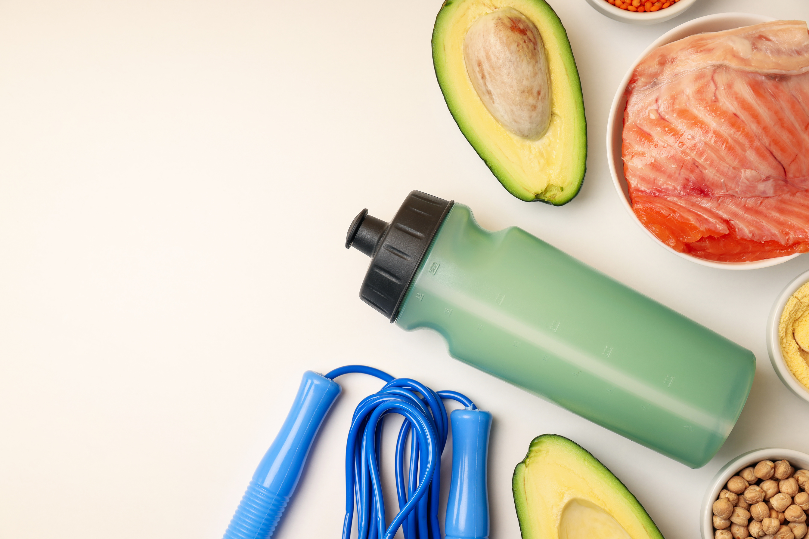 Concept of sports nutrition, space for text